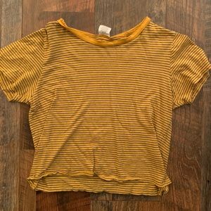 Yellow Striped Crop Top